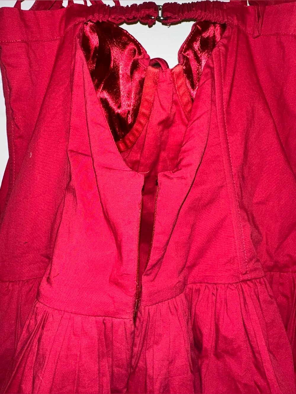 For Love & Lemons Helena Poplin Bustier Mini Dress in Red Sz Large - Picture 13 of 14